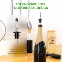 Pourer,12 unidades de acero inoxidable Freeflow licor espíritus Pourer velocidad Pourers vino botella de espíritus Pourers cónicos con tapas de polvo de goma - details 2