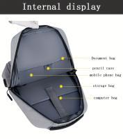 Bolsos,1PC Mochara gris para portátil de Negocios, Bolsa de viaje Ligera de Tela con Correa ajustable, cerre de Cremallera, forro de poliéster, detalle de Hilo de Coser, diseño de Cordones PARA LA Escuela, Actividades al Aire Libre - details 29