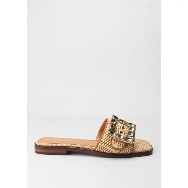 sandalia hebilla piedras rafia camel LODI - 1