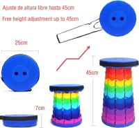 Taburete Plegable Portátil, Taburete Telescópico Ligero y Duradero para Actividades al Aire Libre como Viajes, Pesca, Senderismo y Camping (Multicolor) - details 0