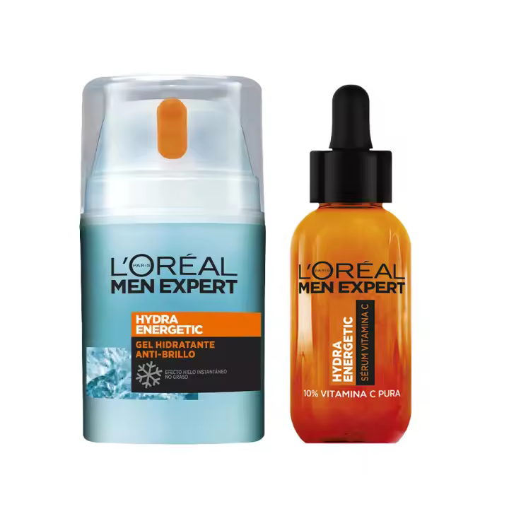 L'Oréal Paris | Men Expert Hydra Energetic Crema Hidratante Anti-Brillo para hombres 50ml + Men Expert Serum Vitamina C Hydra Energetic Anti-Fatiga - 1