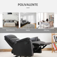 HOMCOM Sillón Relax Reclinable Manual Tapizado en PU con Reposapiés Retráctil Asiento y Respaldo Extra Acolchados para Salón Oficina Dormitorio 75x92x99 cm Marrón - details 6