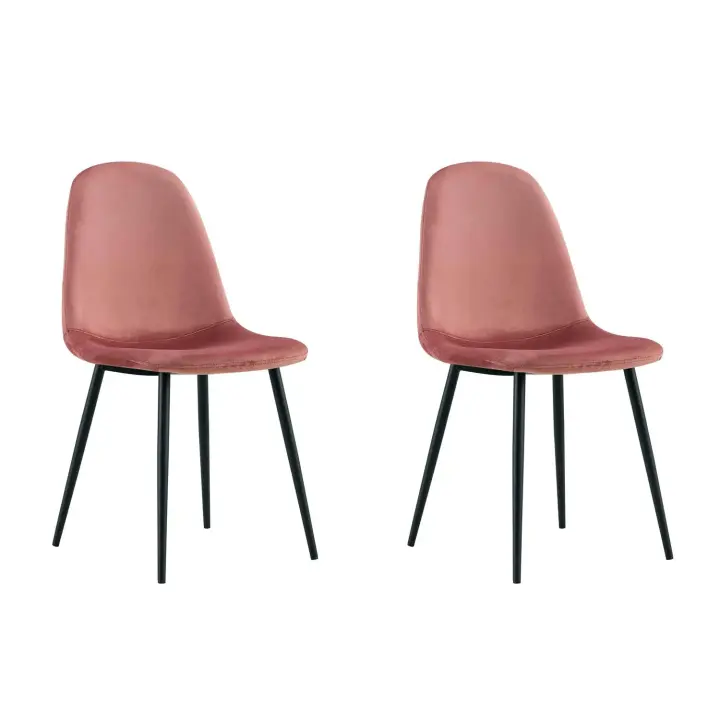 LÚZETE Silla Stenmark Terciopelo Rosa Patas Negro - Elegante Diseño - 1