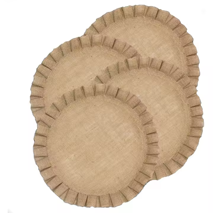 Decoración de cena de manteles individuales de lino resistente de yute redondo - 1