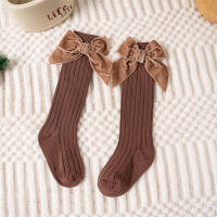 Calcetines Largos Para Bebés Niñas Con Lazo Grande Algodón Suave Para Otoño Invierno Diseño Navideño Juguetón Para Niños De 0 a 8 Años - details 8