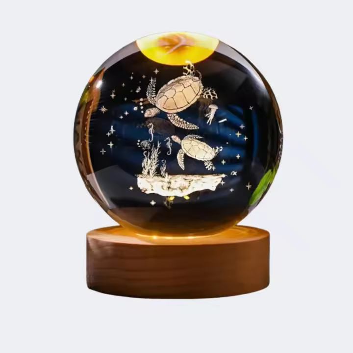 Lámpara De Noche De Tortuga 3D Con Cristal Regalo Para Amigos O Amantes De Las Tortugas Estilo Estatua Animal Decoración De Interiores - 1