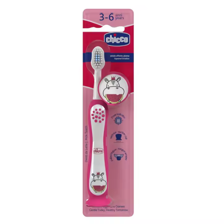 CHICCO CEPILLO DENTAL ROSA HIPO 3-6 AÑOS - 1