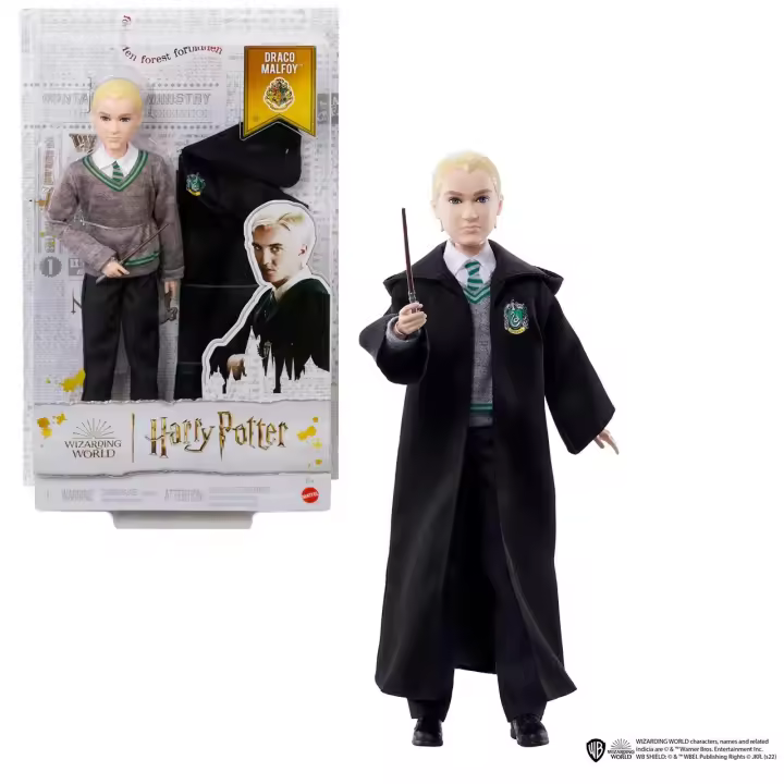 Harry Potter Draco Malfoy Muñeco articulado con capa y varita. juguete +6 años (Mattel HMF35) - 1