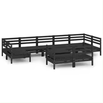 VIDAXL 3083483 set de muebles para exterior de 10 piezas fabricado en madera de pino maciza con acabado en negro vida xl - 1