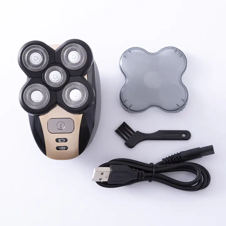 Afeitadora Eléctrica Multifuncional De Cabeza Recargable Por USB Con Cinco Hojas Ajustable Flotante Lavable Para Rostro Y Nariz - 1