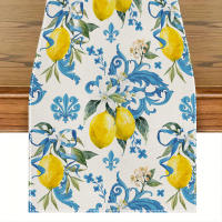 Corredor De Mesa Floral Azul Limón Iris Para Todas Las Estaciones Alfombra De Cocina Adecuada Para Decoración De Escenas De Fiestas En Casa Y Vacaciones - details 1