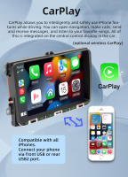Radio De Coche DuoDton 2din 9'' Pantalla Táctil HD Con CarPlay Para VW Volkswagen Golf Passat Seat Reproductor Multimedia MP5 FM Estéreo Negro - details 2