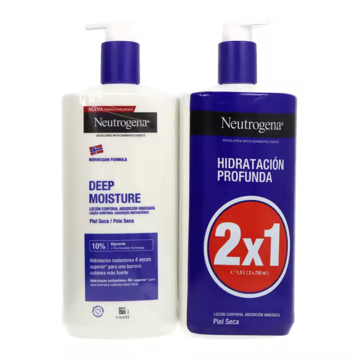 Neutrogena Formula Noruega Hidratacion Profunda Locion Rapida Absorcion Piel Seca 2 X 750 ml Promo - 1