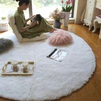 Alfombra Redonda De Peluche Suave Para Sala De Estar Decoración De Hogar Dormitorio Sala De Niños Estilo Moderno Color Blanco Grueso Pile - details 0