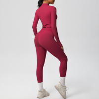 SSITO Traje de Yoga de 2 UDS., Conjunto Deportivo de Gimnasio para Mujer, chándales para correr con Cremallera, ropa Deportiva de entrenamiento, Camisa Deportiva Larga de manga, ropa de Yoga - details 43