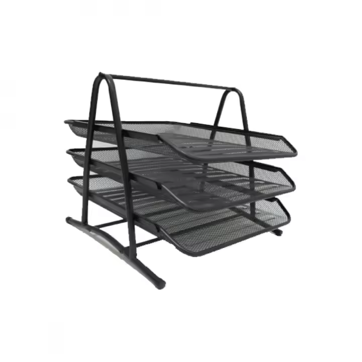 LD Morphling-2.3.4 Tier A4 Mesh in Tray | Mesh Desk Organiser | for Home & Office | Black | File Holder Document Storage Letter Paper Organiser - 1