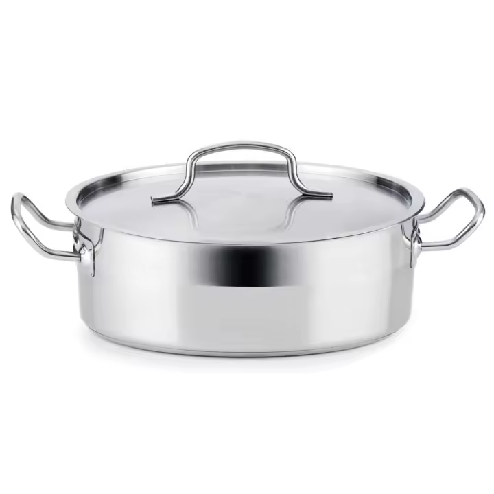 Tartera con tapa de acero inoxidable Quid Azzero – Diámetros 24, 28 y 32 cm y capacidad desde 2.5L hasta 5.7L – Fondo encapsulado y acabado mate - Apta inducción y todo tipo de fuegos - 1