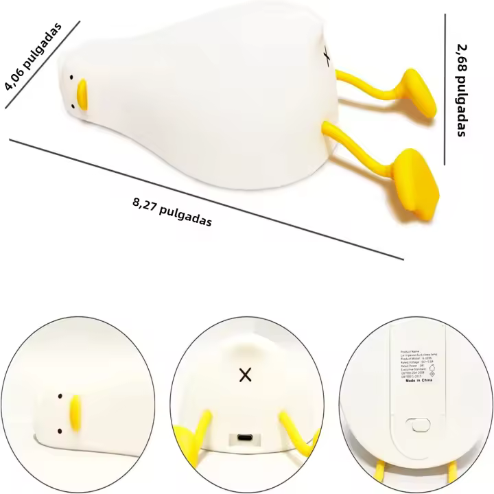Lámpara Nocturna De Silicona En Forma De Pato LED Recargable Por USB Para Decoración De Habitación De Niños Con Interruptor Táctil Regalo De Cumpleaños - 1