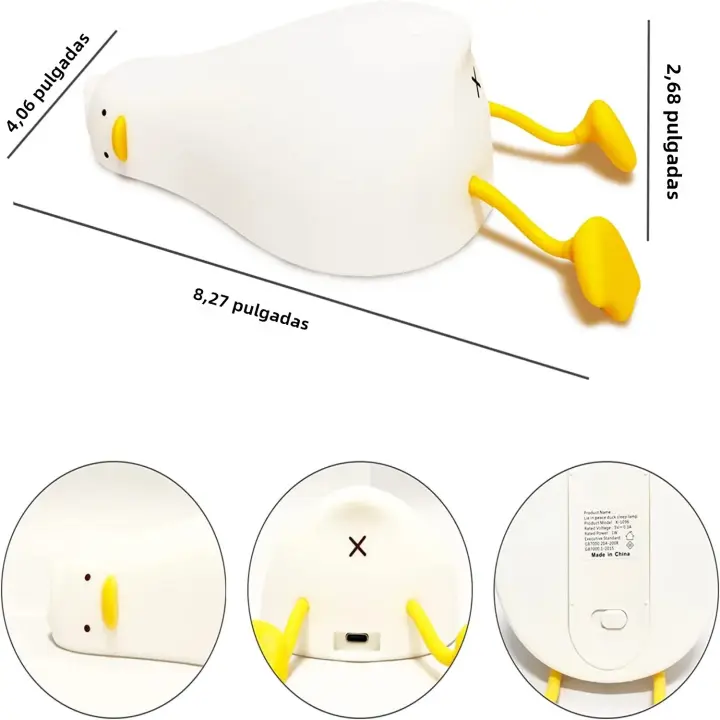 Lámpara Nocturna De Silicona En Forma De Pato LED Recargable Por USB Para Decoración De Habitación De Niños Con Interruptor Táctil Regalo De Cumpleaños - 1