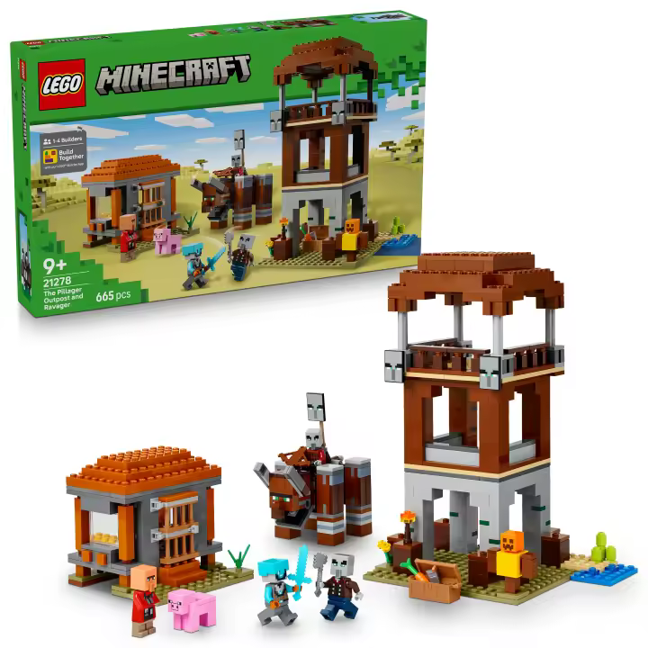 [PREVENTA] LEGO® Minecraft® El Puesto de Avanzada de los Saqueadores y el Devastador Juguete de Construcción de una Fortaleza, Figuras Articuladas, Juego Imaginativo para Niños y Niñas 21278 - 1