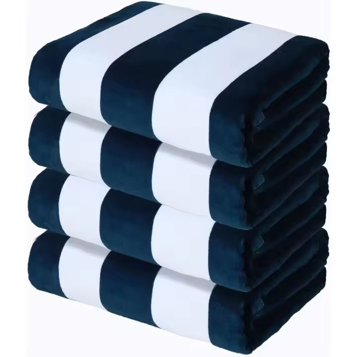 Toallas de Playa extrarandes de Algodón 100% de Exclusivo Mezclas, paquete de 4 (35 "x 70"), toalla de Playa Gruesa con Rayas suaves de Cabana, Toalla de baño para Viajes, piscina superabsorbente y Nación (Azul Marino oscuro) - 1