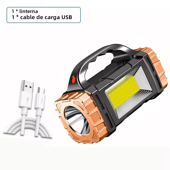 Linterna LED Recargable De Alta Potencia Multifuncional Portátil Con Luz Lateral Impermeable Y Modos De Iluminación Variados Para Camping Exploración Mantenimiento Y Trabajo Nocturno - 1