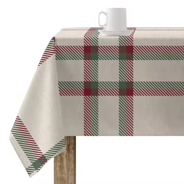 BL Belum | Mantel Navidad XL 180x180 cm 100% algodón resinado Antimanchas (Tacto no plastificado) Modelo Cuadros Navidad - 1