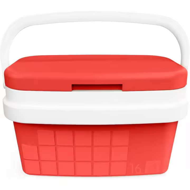 Com-Fort House - Nevera Portátil Roja con Asa Rígida - Porta Alimentos para Camping, Playa, Acampada - 16 litros - 1