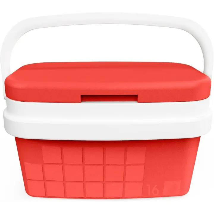 Com-Fort House - Nevera Portátil Roja con Asa Rígida - Porta Alimentos para Camping, Playa, Acampada - 16 litros - 1