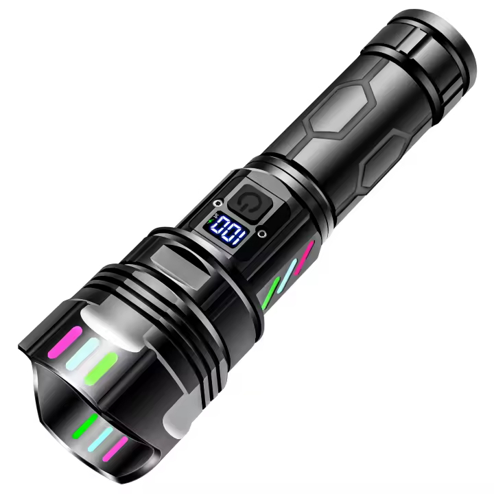 Linterna de luz potente con pantalla digital mejorada, recargable, portátil, súper brillante, para exteriores, dedicada, de larga duración. - 1