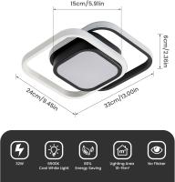 LED Plafón Cuadrado Nórdico para Techo 32W 2500LM , 3000K/6500K, Iluminación Interior Moderna para Sala de estar, Dormitorio, Comedor, Cocina, Acrílico,  33*24*6 CM - details 0