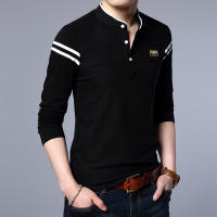 Camisa Polo De Manga Larga Para Hombre Moda Casual Algodón Transpirable Cuello Erguido Estilo Coreano Cómoda Top Striped Anti-Pilling - details 6