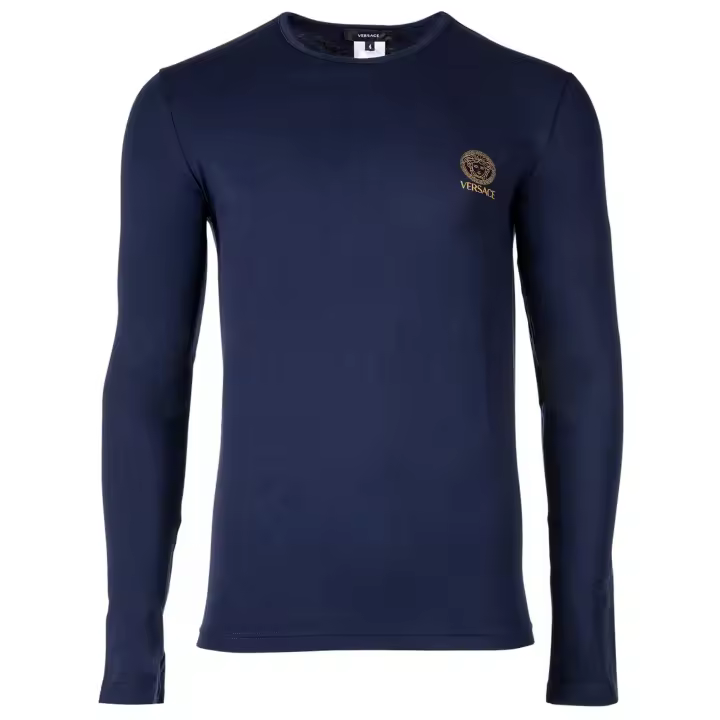 VERSACE Camisa de Hombre - Manga larga, Longsleeve, Cuello redondo, Algodón elástico T-SHIRT LONG SLEEVES ROUND NECK JERSEY TOPEKA BI-STRETCH COTTON ORGANIC NEW LOGO - 1