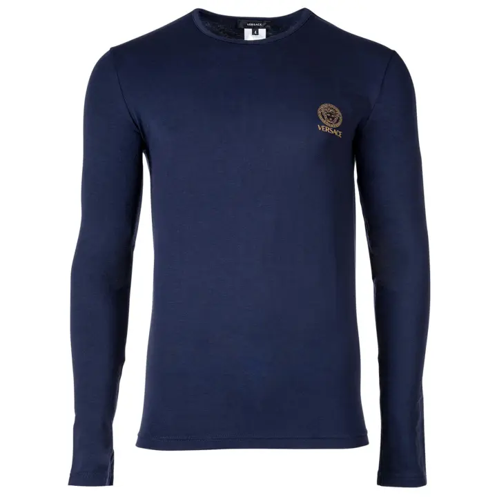 VERSACE Camisa de Hombre - Manga larga, Longsleeve, Cuello redondo, Algodón elástico T-SHIRT LONG SLEEVES ROUND NECK JERSEY TOPEKA BI-STRETCH COTTON ORGANIC NEW LOGO - 1