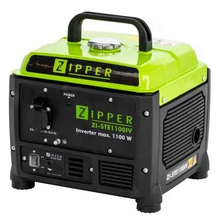 Generador Eléctrico Zipper ZI-STE1100IV - Potencia 1300W - Velocidad Máxima 4800 RPM - Cilindrada 53.5cc - Depósito 4.2L - Autonomía 5.4 Horas - 1