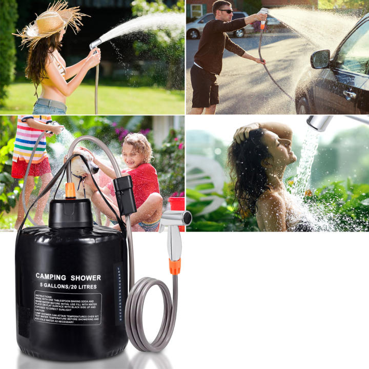 Kit De Ducha Portátil Para Camping Con Bolsa De Calentamiento Solar De 20L Y Bomba Eléctrica Recargable Para Riego Del Jardín Senderismo Playa Limpieza De Perros