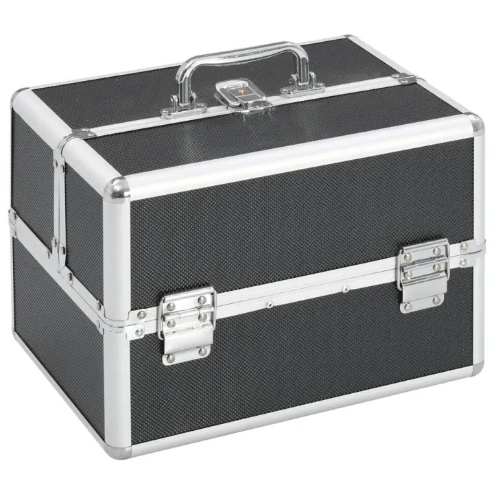 vidaXL Maletín de maquillaje aluminio negro 22x30x21 cm - 1