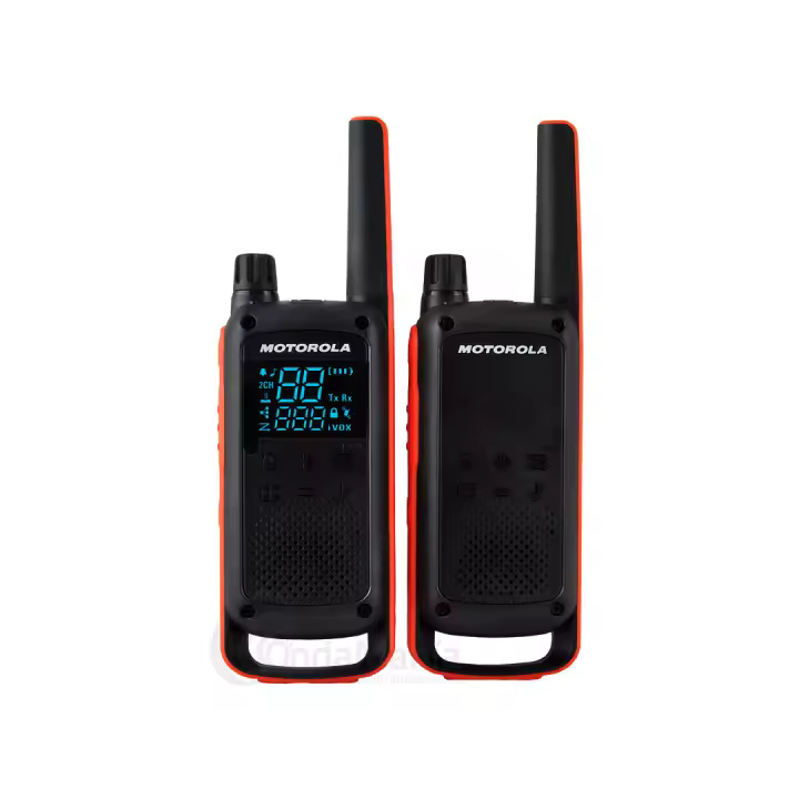 Motorola T82 - Walkie Talkie, color rojo, paquete de 2 unidades - Hasta 10km - 1