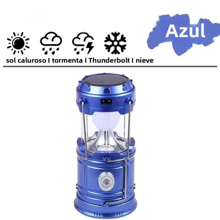 Linterna Portátil Recargable USB Y Solar LED Potente Antigua Para Camping Pesca Al Aire Libre Resistente Al Agua Con Diseño De Extensión - 1