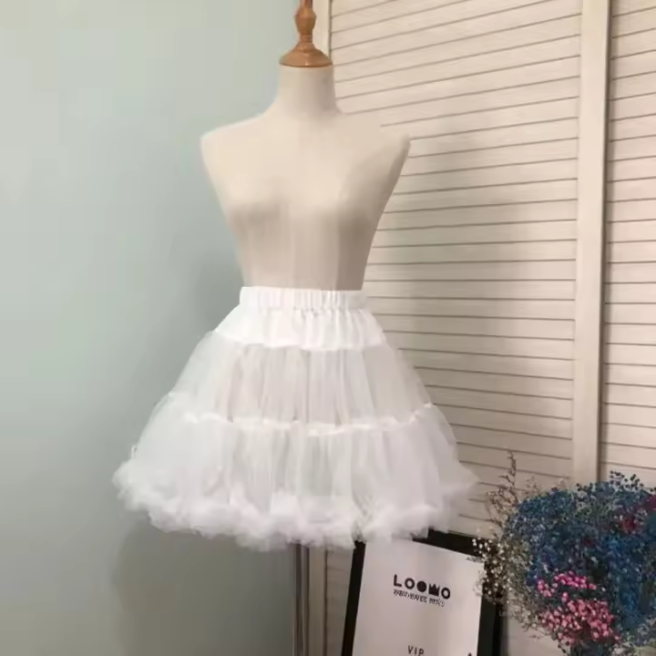 Ruffled Short Petticoat Para Mujeres Y Niñas Estilo Fluffy Bubble Tutu Puffy Half Slip Crinolina Para Prom No Hoop Material Poliéster - 1