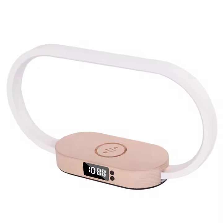 Lámpara de mesa de noche, lámpara de escritorio LED con control táctil con reloj digital y carga inalámbrica, lámpara de lectura regulable para uso doméstico y oficina, diseño moderno en varios - 1