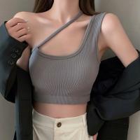 Top De Manga Corta Suave Camiseta Con Almohadillas Tube Strappy One Shoulder Tees Basic Harajuku Para Mujer Casual Verano - details 3