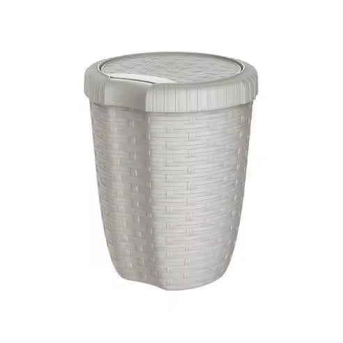 MONDEX Cubo con Tapa 8L, Ø23x29cm, Color Crema Imitación Mimbre - MONDEX - 77858  Accesorios y Recambios Productos Limpieza Cubos Basura - 1