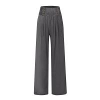 Pantalones Anchos De Pierna Con Bolsillo Para Mujer Estilo Algodón Lino Primavera Verano Cintura Alta Ruched Casual Pantalones De Playa - details 17