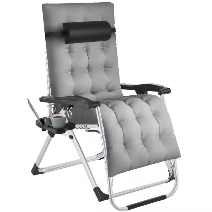 Tectake - Tumbona CLOUD plegable y ajustable sin niveles, Súper cómoda con tejido de textileno transpirable, Un cabezal y un cojín reclinable muy gruesos y extraíbles, Respaldo y reposapiés ajustables sin escalonamientos - 1