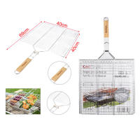 UD - Rejilla para Barbacoa de Acero Inoxidable con Mango de Madera – Estilo normal 22-40x31-40CM – Parrilla Antiadherente para todo– Kmt Style - details 0