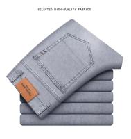 Jeans Elásticos De Verano Para Hombre Gris Comodidad Moda Pantalones Casuales Stretch Algodón Negocios Rectos Mallas Talla Media - details 4