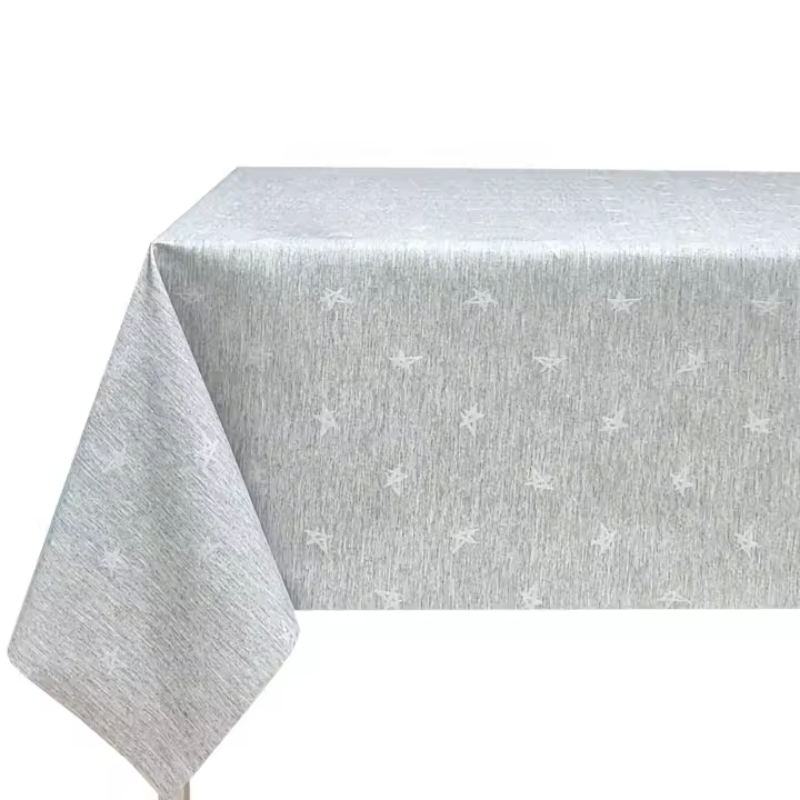 Mantel de tela Jacquard, Mantel impermeable y lavable, Para mesa rectangular, Estilo moderno elegante, Ideal para el hogar interior y exterior, Fácil a limpiar, forma geométrica，Estrella，Gris，STELLA 02 - 1