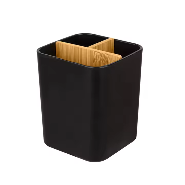 Soporte Para Cepillo De Dientes De Bambú Con 3 Ranuras Para Cepillos Y Pasta De Dientes Soporte Para Cepillo Eléctrico Algodón Suave Y Afeitadoras En Baño - 1