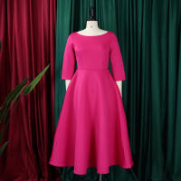 Vestido Elegante Para Mujer 2024 Moderno Cuello Redondo Tres Cuartos Ajustado a La Cadera A-Line Midi Fiesta Cumpleaños Cena Boda - details 2